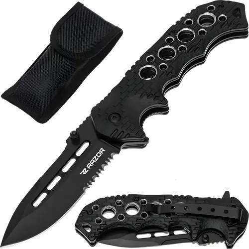 Navaja Táctica Camping Pesca Negro Cuchillo Supervivencia Negro
