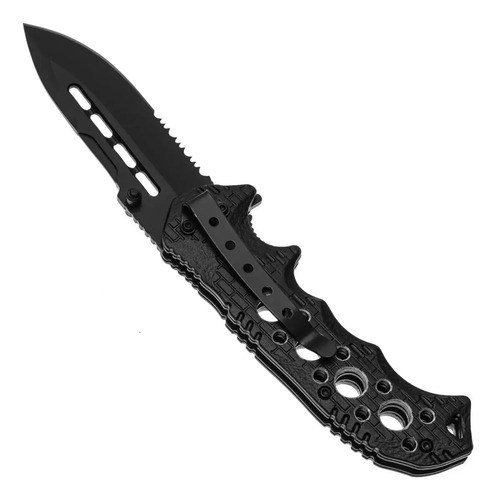 Navaja Táctica Camping Pesca Negro Cuchillo Supervivencia Negro - 3