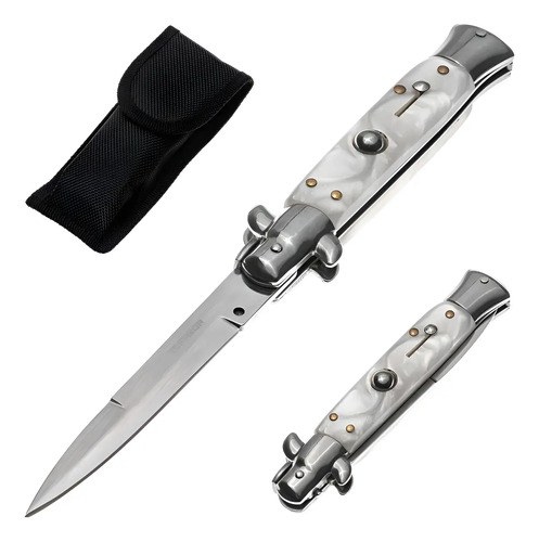 Navaja Estilete Automático Cuchillo Con Seguro Razor Blanco