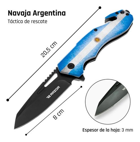 Navaja Tactica Rescate Militar Cuchillo Supervivencia Razor Argentina - 2