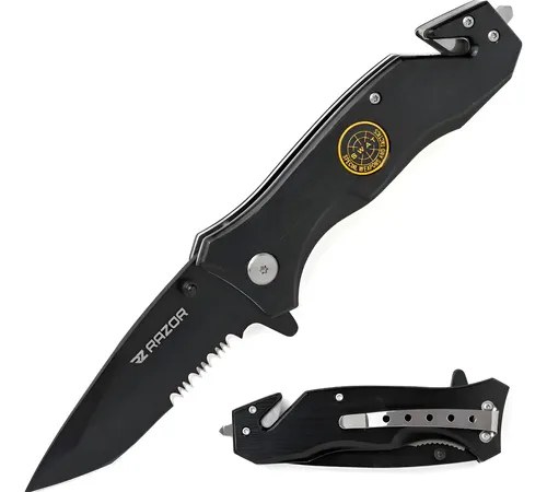 Navaja Tactica Rescate Militar Cuchillo Supervivencia Razor Negro
