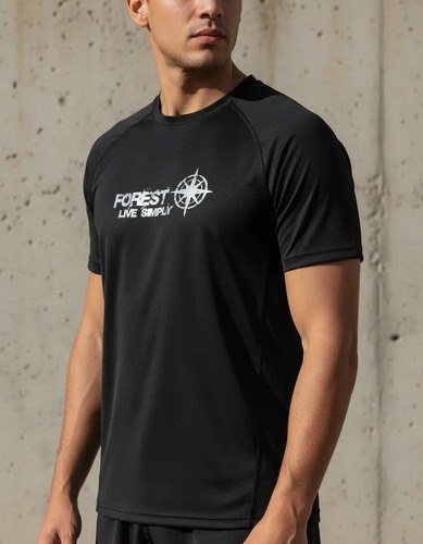 Remera Manga Corta Forest Kilka Hombre 100% Algodón Negra