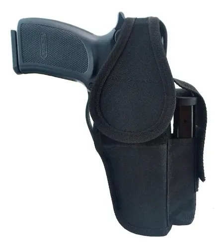 Funda Pistolera + Porta Cargador Universal De Cordura Diestro Negro