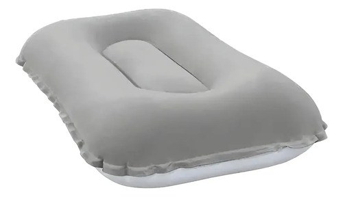 Almohada Inflable Aterciopelada Gris Viaje Camping