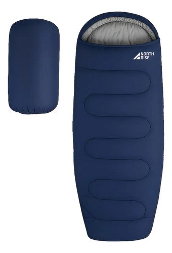 Bolsa De Dormir Térmica Camping Y Montaña Liviana Con Funda Azul Lateral