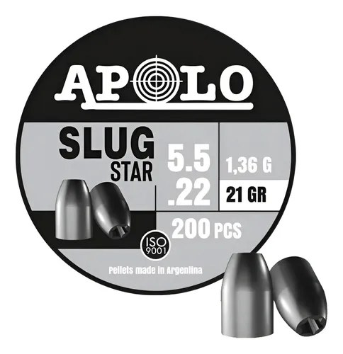 Balines Apolo Slug Star Cal 5.5 Mm .22 21 Grains Punta Hueca