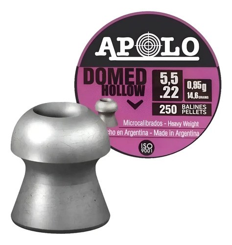 Balines Apolo Domed Hollow 5.5 (.22) X 1250un De 14,6 Grains - 2