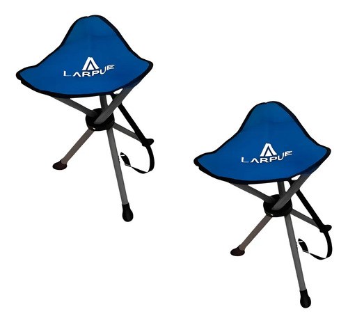 Kit 2 Banqueta Banco Plegable Larpue 3 Patas Camping Bolso Azul