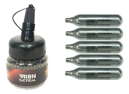 Kit Combo Balines 4,5mm Bbs Negros + 5 Garrafas Pistolas Co2