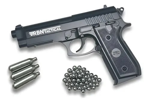 Pistola Co2 4,5mm P92 Polimero Corredera Fija Rbn Tactical Negro 4.5 Mm