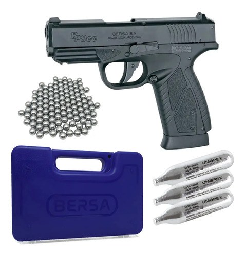 Pistola De Aire Coprimido Bersa Bp9cc Con Blowback A Co2 Kit Negro 4.5 Mm