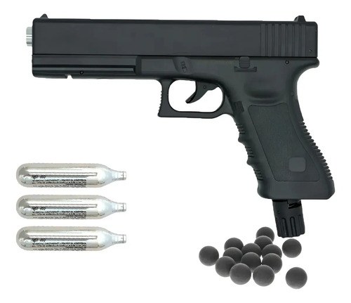 Pistola Disuasiva Glock 17 Co2 .50 Postas Defensa Apolo Negro 1270 Mm
