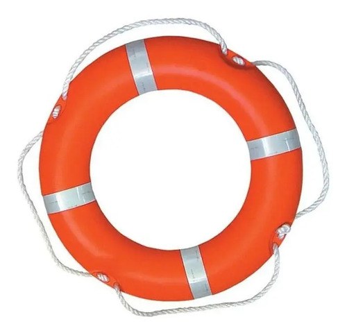 Salvavidas Circular Naranja 75 Cm Pvc Con Cuerda Y Bandas Reflectivas Easterner