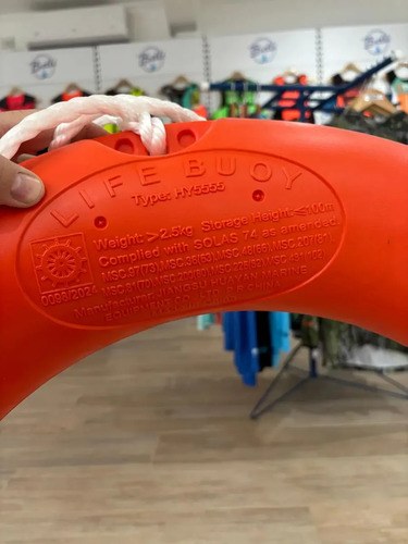 Salvavidas Circular Naranja 75 Cm Pvc Con Cuerda Y Bandas Reflectivas Easterner - 3