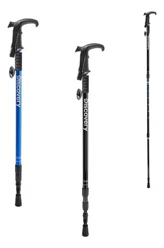 Baston Palo Trekking Aluminio Senderismo Montaña Paseo Negro - 3