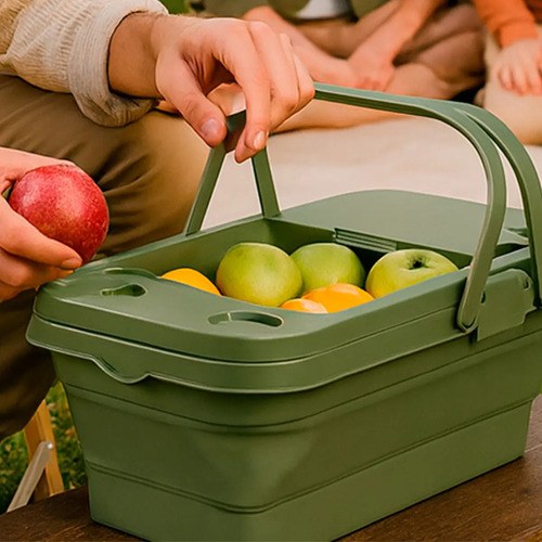 Conservadora Plegable Forest Verde Con Posavasos Y Bandeja 46x27x22 Cm