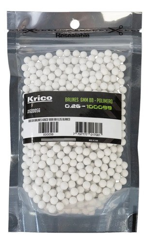 Balines Krico 1000 Bbs 6mm 0.2g Blanco Airsoft - 2