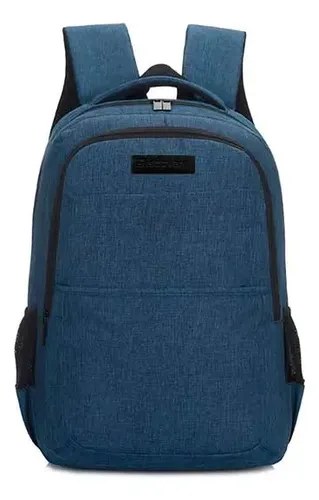 Mochila Portanotebook Travel Tech Grande Ejecutiva Reforzada Azul Liso