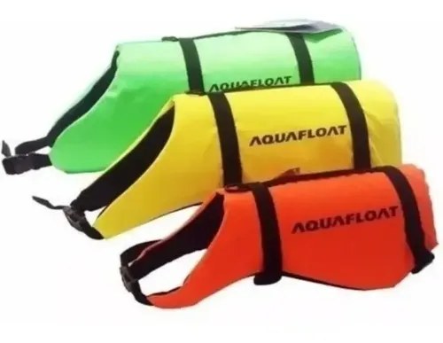 Chaleco Salvavidas Perro Aquafloat Mediano 3 Correas Ajustables Maneja Verde Lima Amarillo Naranja