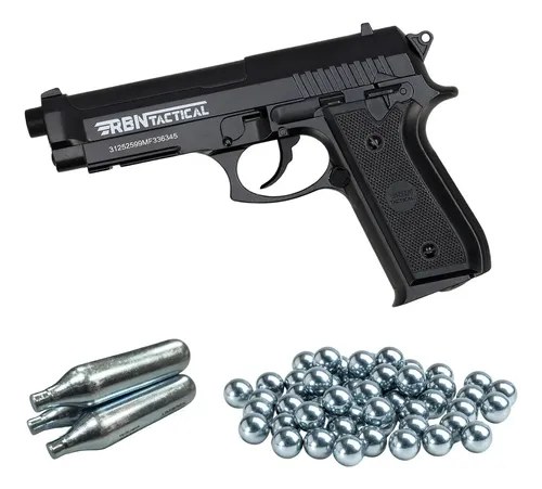 Pistola Co2 4,5mm P92 Polimero Corredera Fija Rbn Tactical Calibre 4.5 Mm Color Negro