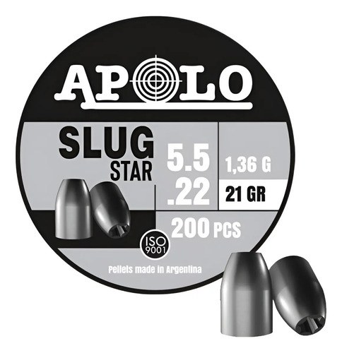 Balines Apolo Slug Star Cal 5.5 Mm.22 (21 Grains)punta Hueca