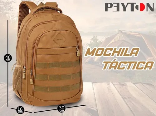 Mochila De Viaje Tipo Tactica Peyton Acolchada Sistema Molle Color Negro 51490 Diseño De La Tela Lis - 3
