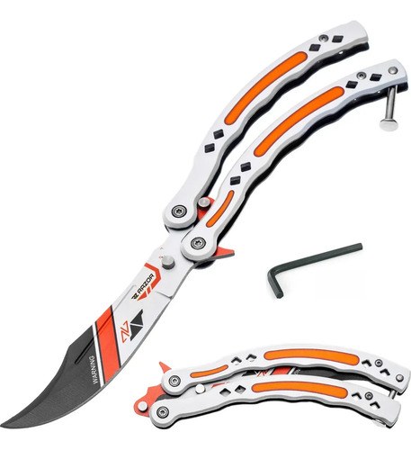 Navaja Mariposa Csgo Cuchillo Asiimov Counter Trucos Blanco Y Naranja