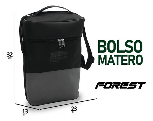 Bolso Matero Forest Gris/negro Porta Termo Correa Ajustable Reforzada - 2