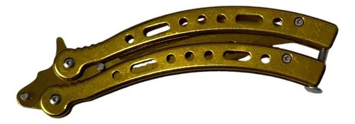 Navaja Mariposa Curva Razor Con Funda Y Repuestos Dorado - 3