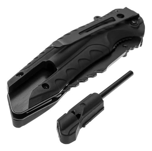 Navaja Tactica Negra Militar De Supervivencia Con Pedernal Negro - 2