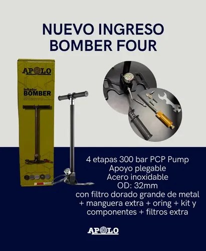 Inflador Rifle Pcp 4 Etapas Apolo Bomber Four Negro - 3