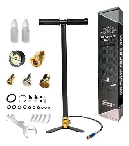 Inflador Pcp Swat Airguns 310bar Acoples Manguera - 4500 Psi Negro