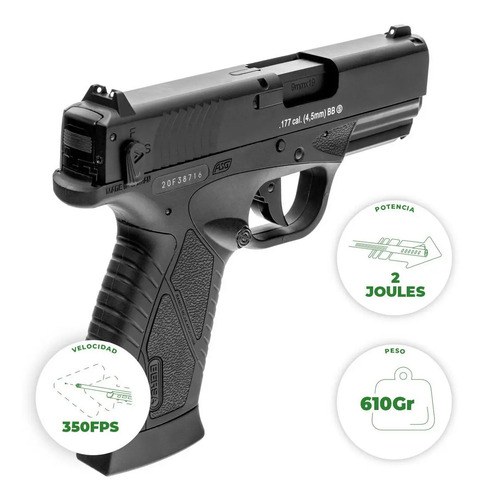Pistola Asg Bersa Bp9cc Gas Co2 4.5mm Blowback Semiautomática Negro 4.5 Mm - 2