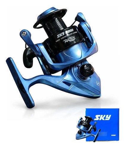 Reel De Pesca Razen Sky 3000 Frontal Potente Grafito Liviano Azul Derecho/izquierdo