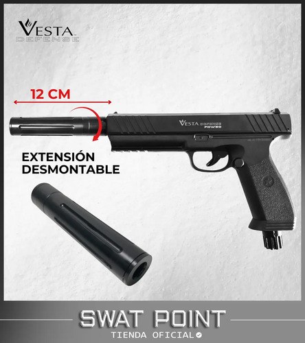 Pistola Disuasiva Co2 Vesta Pdw.50 Potenciada Negro 12.5 Mm - 2