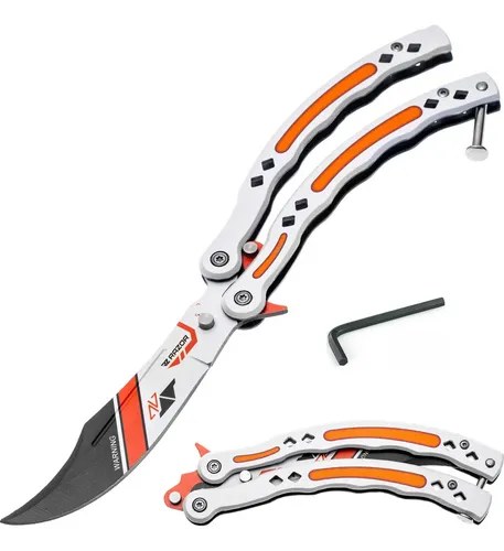 Navaja Mariposa Csgo Cuchillo Asiimov Counter Trucos Blanco Y Naranja Blanco Naranja