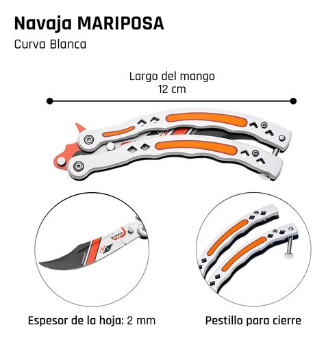 Navaja Mariposa Csgo Cuchillo Asiimov Counter Trucos Blanco Y Naranja Blanco Naranja - 3