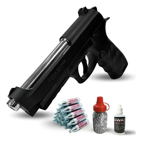 Pistola Ekol Esp 92 B Replica Beretta 92 Balines Garrafa Co2 Negro 4.5 Mm