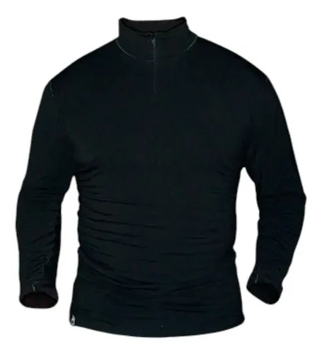 Media Polera Termica Con Cierre Hombre Bamboo Forest Negro Xs