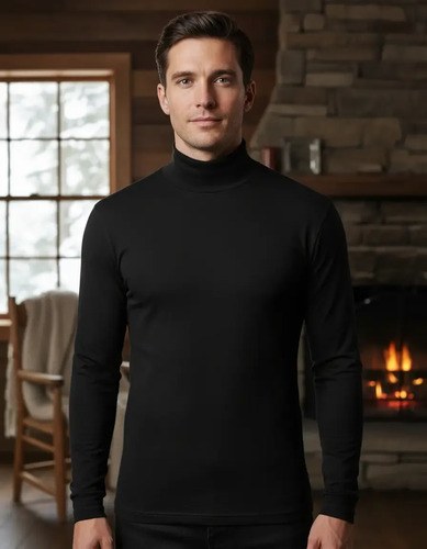 Polera Termica Forest Hombre Fibra De Bamboo Negra Negro Xxl