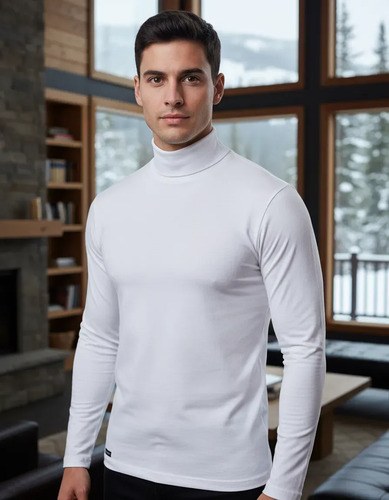 Polera Termica Forest Hombre Blanca Fibra De Bamboo Blanco S