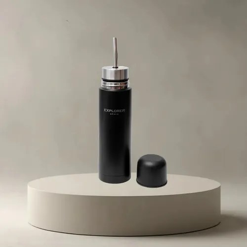 Mate Listo Explorer Apolo De Acero Inoxidable Térmico Negro Matelisto