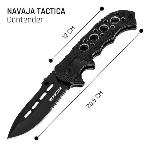 Navaja Razor Contender Semiautomática De Acero Inoxidable Para Supervivencia Y Camping Negro - 3