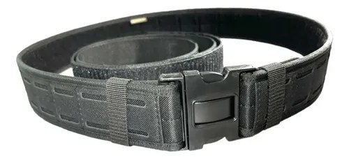 Cinturon Tactico Sistema Molle Doble Corte Láser Houston Negro Poliéster 100