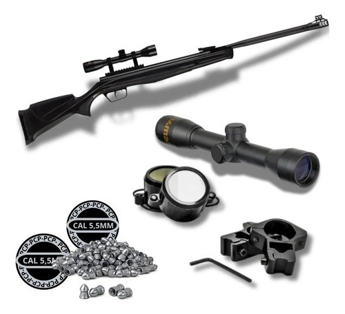 Rifle Aire Comprimido Beeman Sibe 5.5 Mm + Mira Telescopica Negro 5.5 Mm