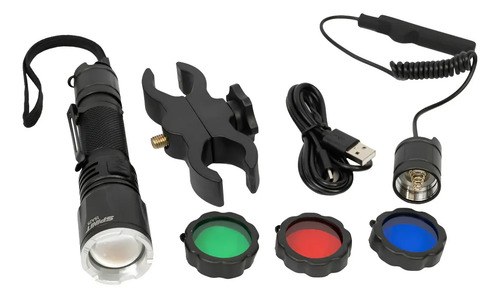 Linterna Tactica Recargable Spinit Pointmax 1200r Hunter Blanco Negro