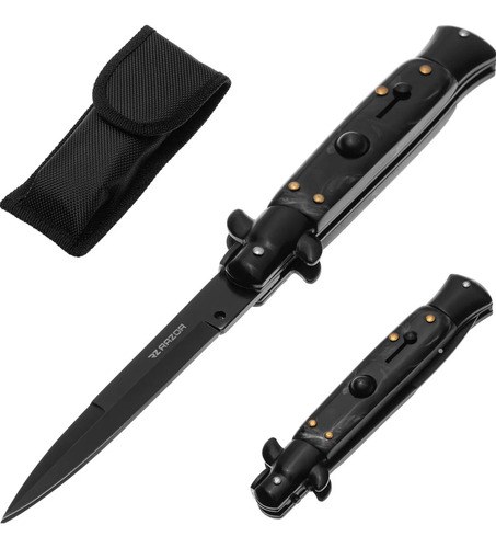 Navaja Estilete Automático Cuchillo Con Seguro Razor Color Negro