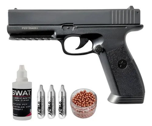 Pistola Aire Comprimido Réplica G17 + Balines Acero + Co2