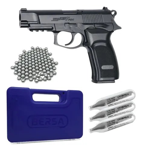 Pistola De Aire Comprimido Kit Bersa Thunder 9 Pro A Co2 Negro 4.5 Mm