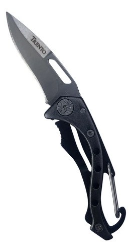 Cortaplumas Navaja Mini Trento Llavero Mosqueton Negro